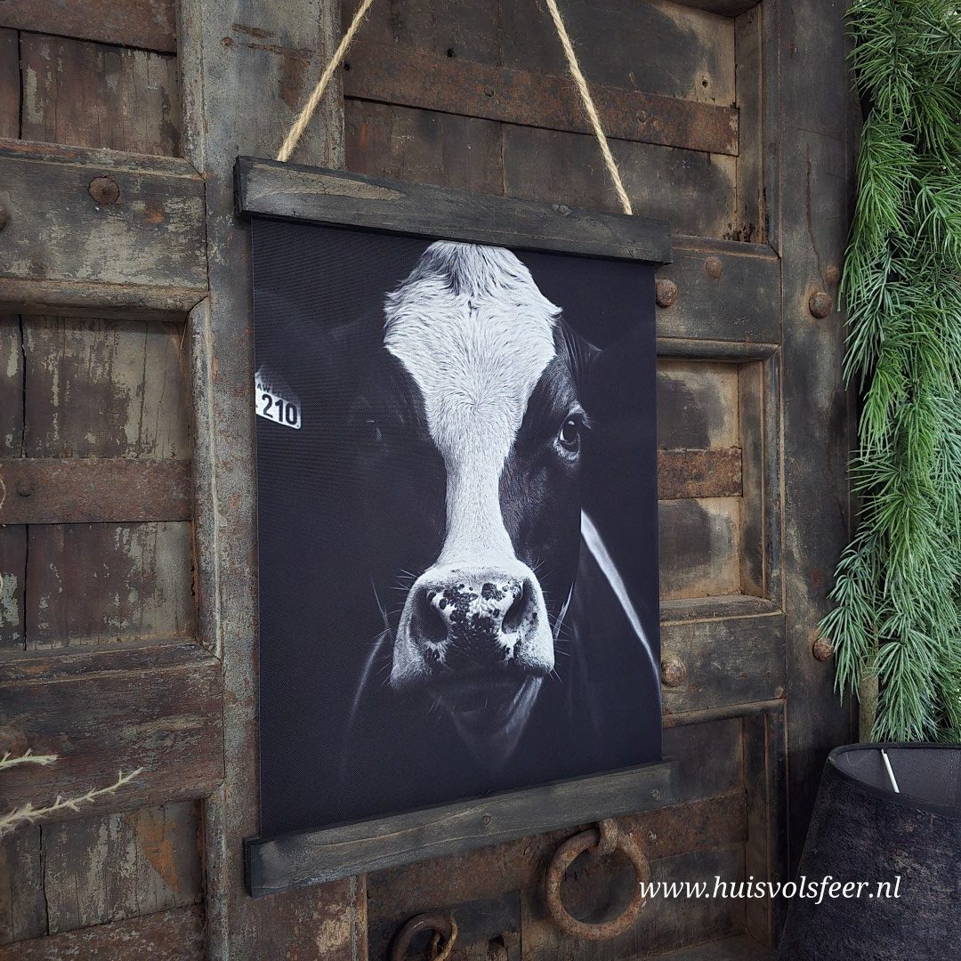 Wanddoek "Landelijk en sfeervol"- Koe || 30x40 cm. - Afbeelding 2