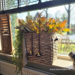 Landelijke Rattan Mand met Leren Handvatten || Large.