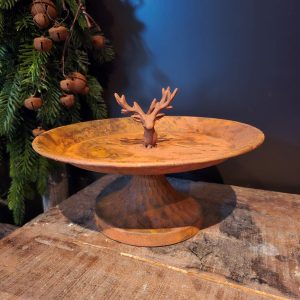 Schaal op voet Large- Roest met Hert