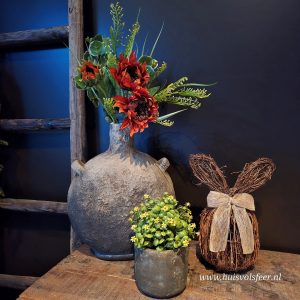 Zijdeboeket Helianthus || Naturel Groen & Warm Oranje