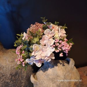 Hydrangea & Achillea Roze- Zijdetak Boeket