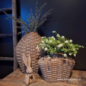 Stenen vaas leemmand look || Ovaal model XL