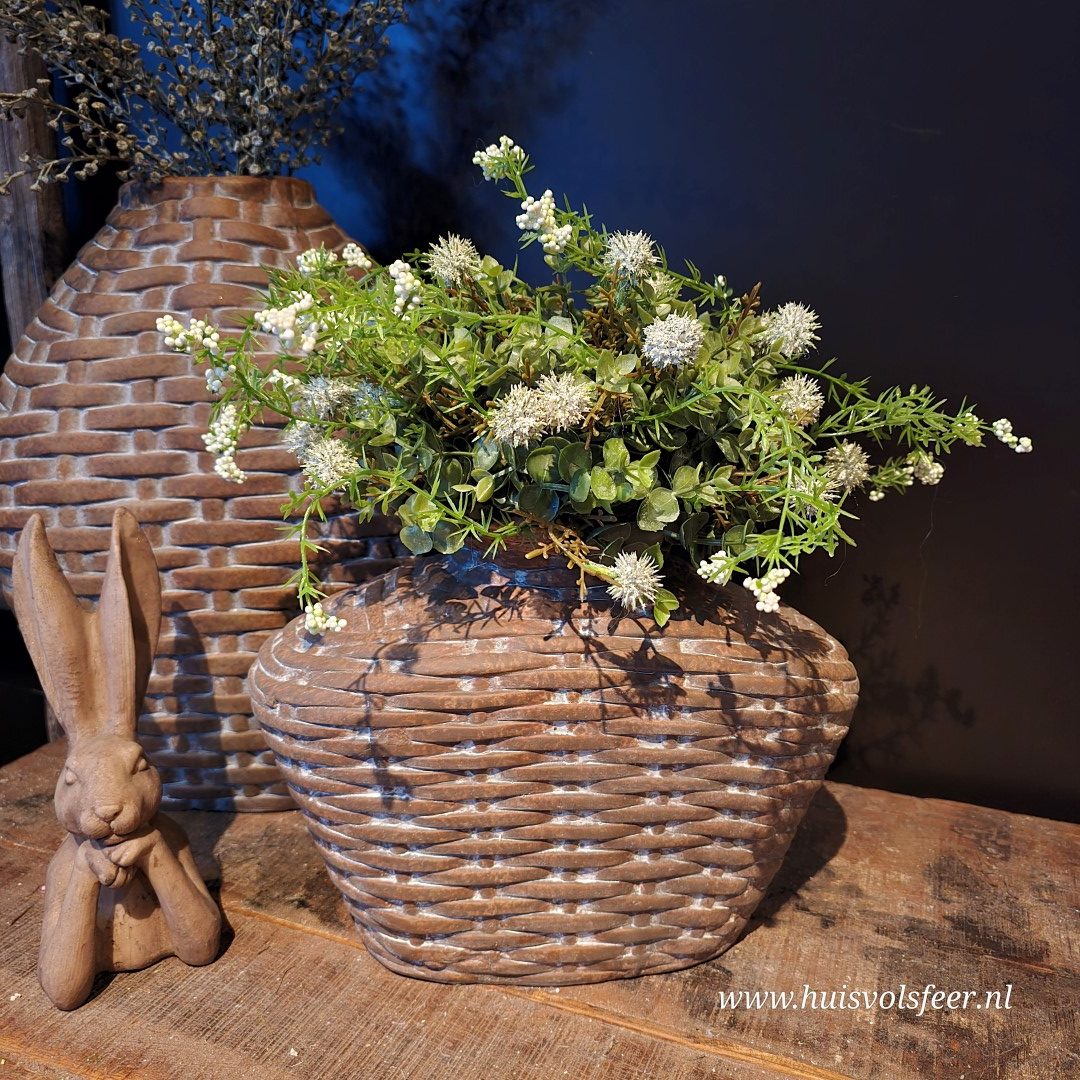 Halve Bol Biddle- Wit || 38 cm