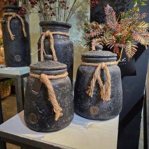 Pot and Top with Rope Basalt- H30 cm || Brynxz.