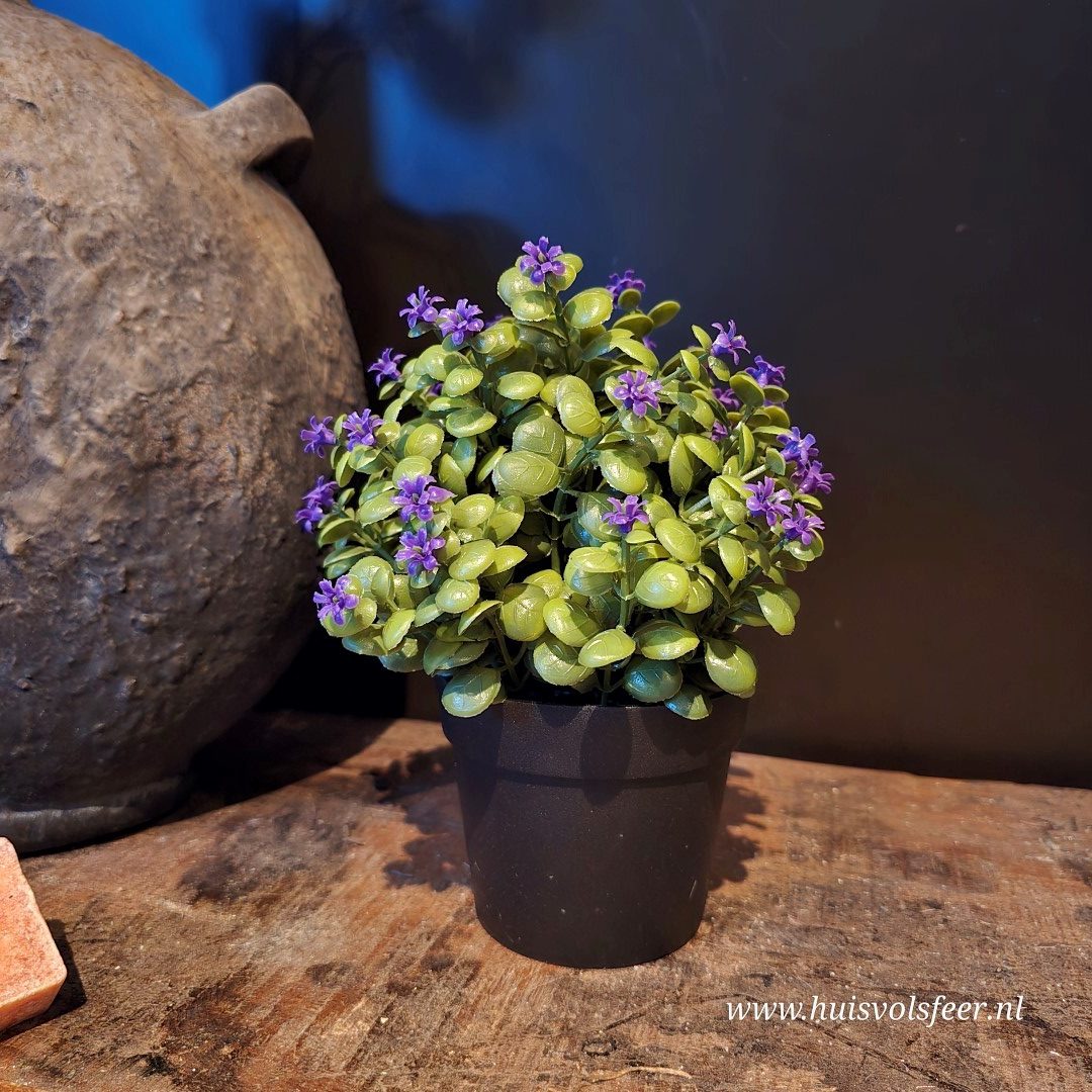 Kunst Sierplantje met Paarse Bloemetjes - Afbeelding 4