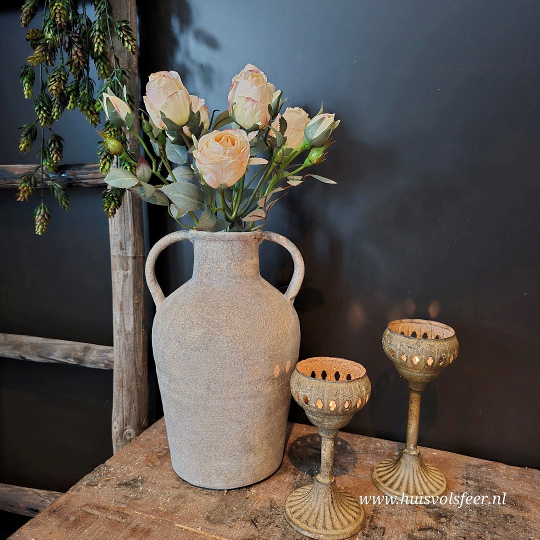 Rosa Curiosa- Zijdeboeket || Wit/ Roze Rozen - Afbeelding 2