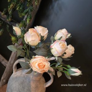 Rosa Curiosa- Zijdeboeket || Wit/ Roze Rozen