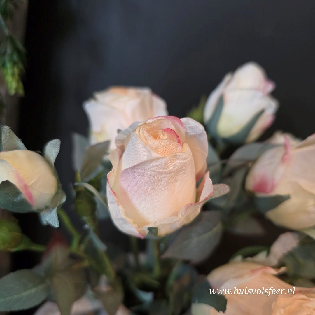 Rosa Curiosa- Zijdeboeket || Wit/ Roze Rozen - Afbeelding 3