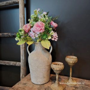 Compleet Zijdeboeket || Roze Pioen & Eucalyptus