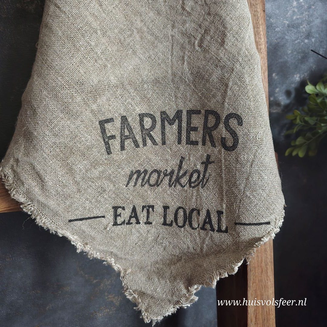 Linnen Shabby Doek New || Eat Local - Afbeelding 2
