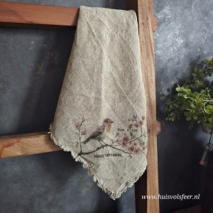 Linnen Shabby Doek New || Roodborstje op Tak