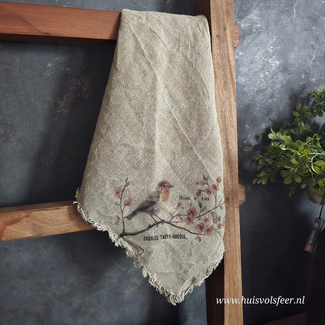 Linnen Shabby Doek New || Roodborstje op Tak