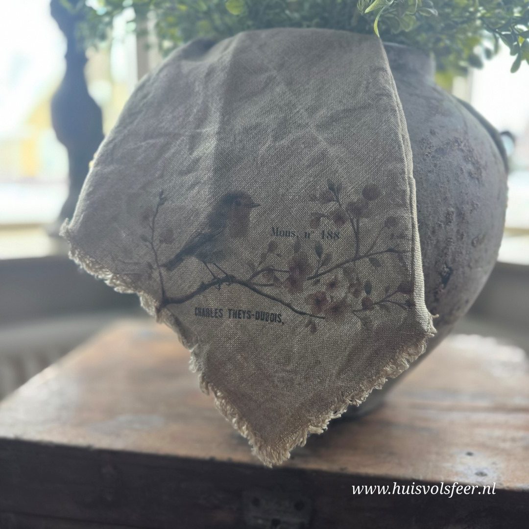 Linnen Shabby Doek New || Roodborstje op Tak - Afbeelding 4