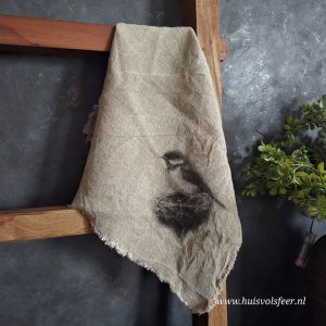 Linnen Shabby Doek New || Vogel op Nest