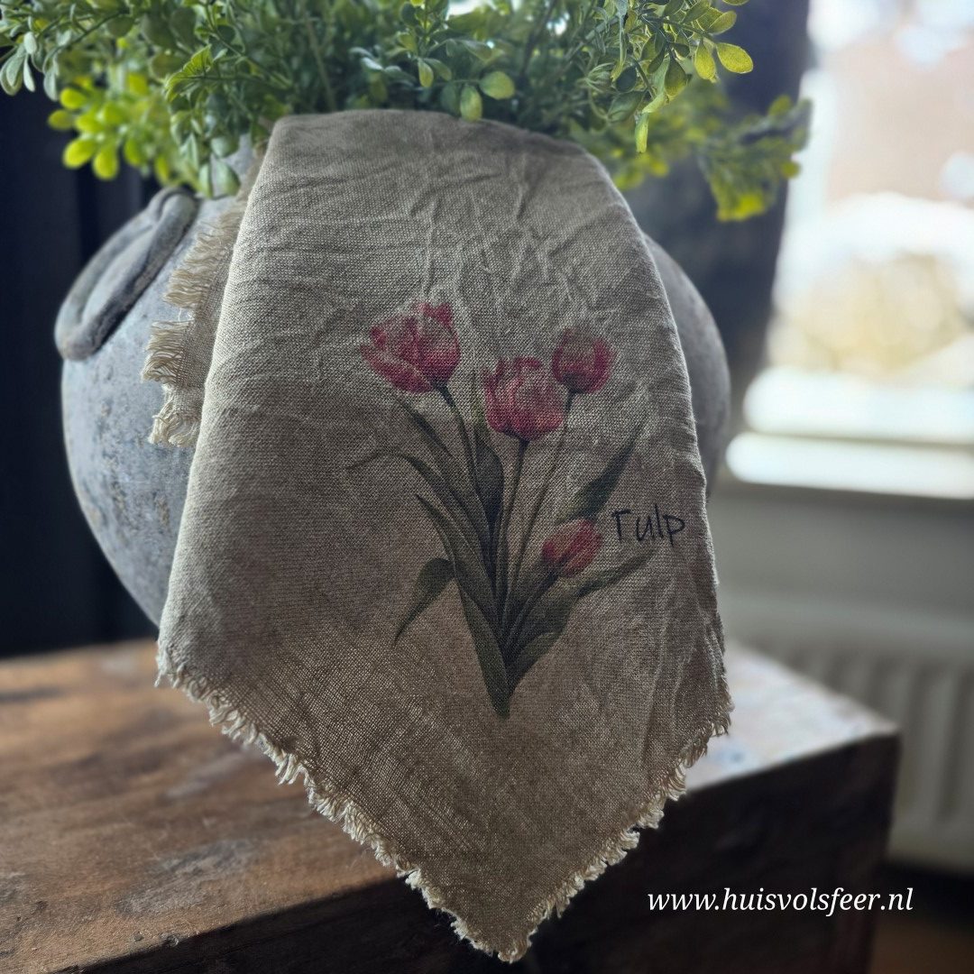 Linnen Shabby Doek New || Roze Tulpen - Afbeelding 4