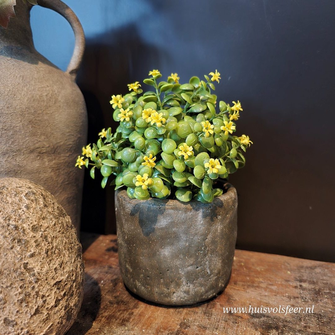 Kunst Sierplantje met Gele Bloemetjes