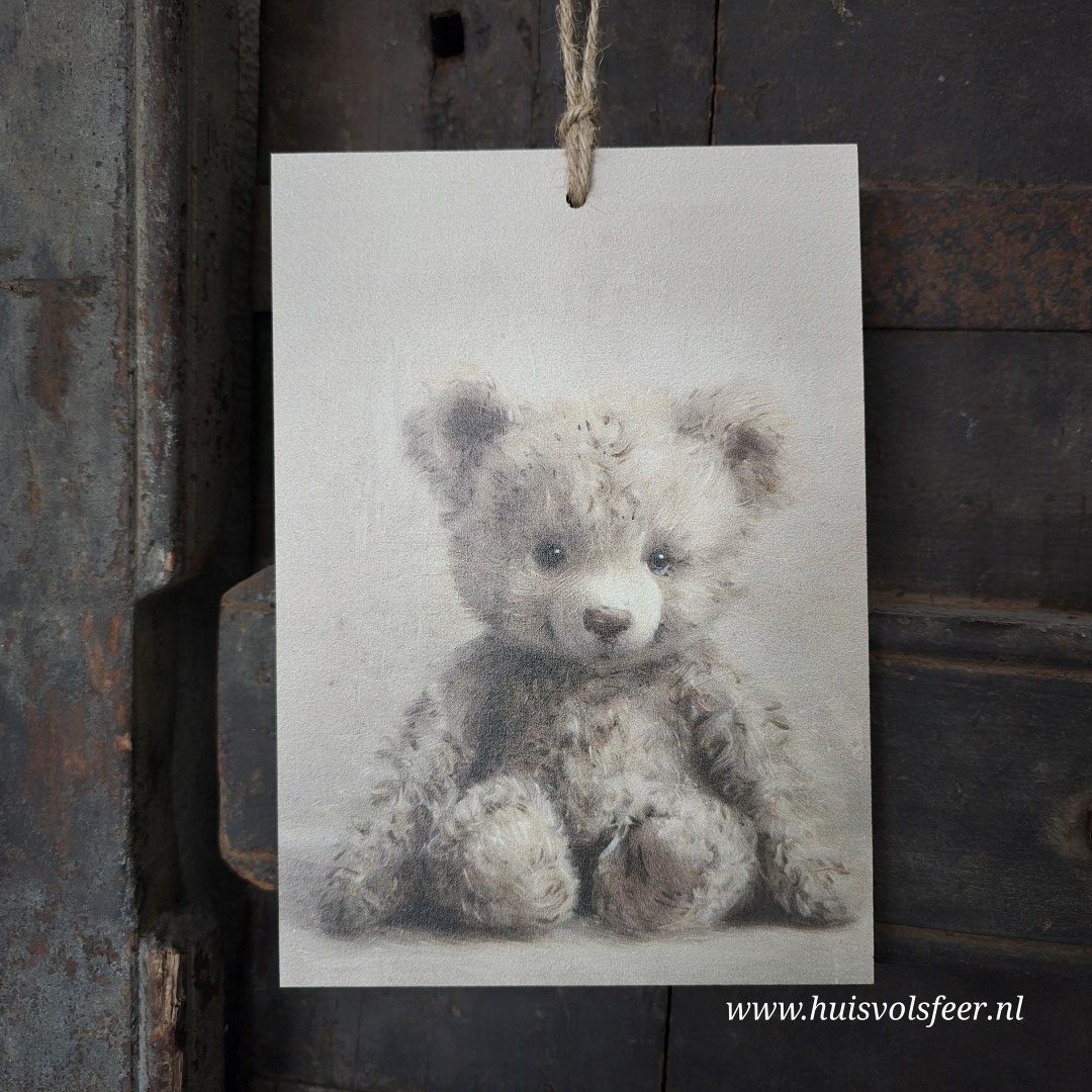 Houten bordje met touw || Beertje - Afbeelding 2