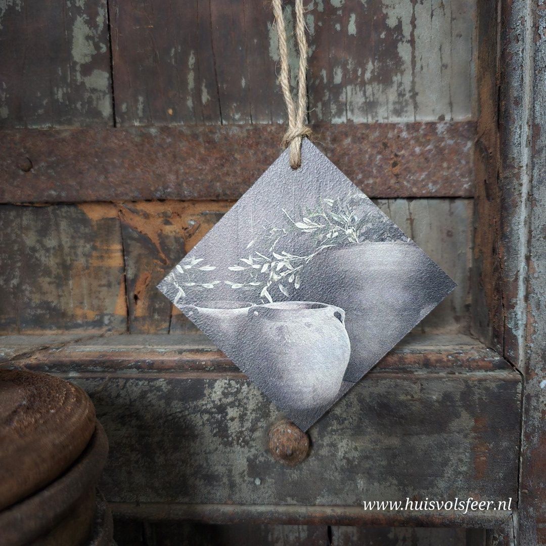 Deco Hanger || Grijze Pot met Olijf - Afbeelding 2