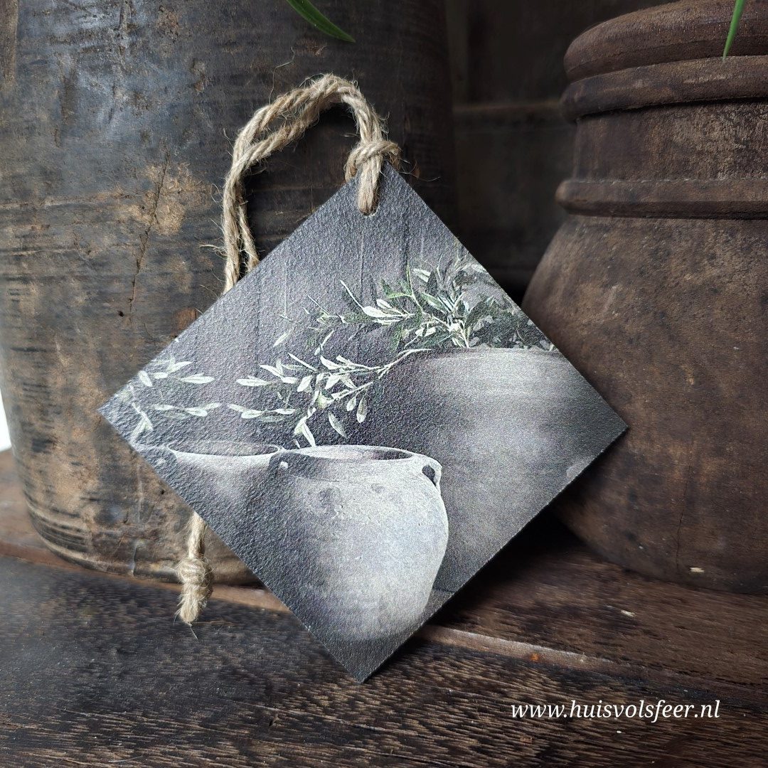 Deco Hanger || Grijze Pot met Olijf
