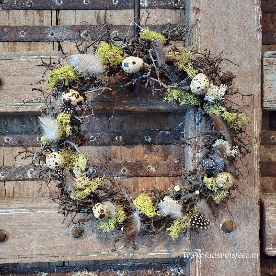 Voorjaarskrans met Kwarteleieren || ±35 cm.