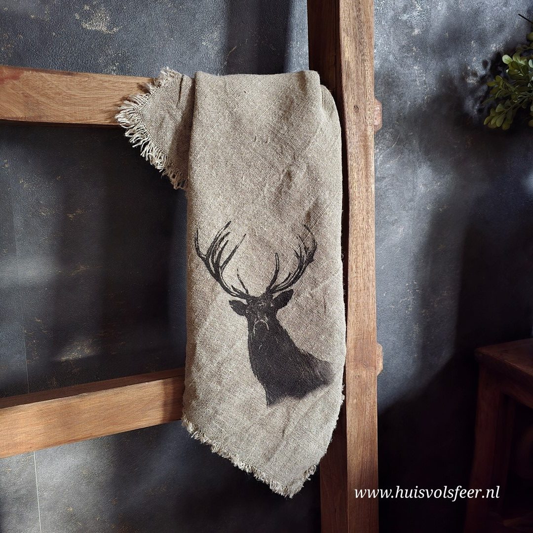 Linnen Shabby Doek- Huisvolsfeer Hert || Eigen Label