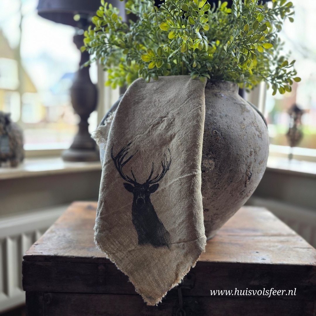 Linnen Shabby Doek- Huisvolsfeer Hert || Eigen Label - Afbeelding 2