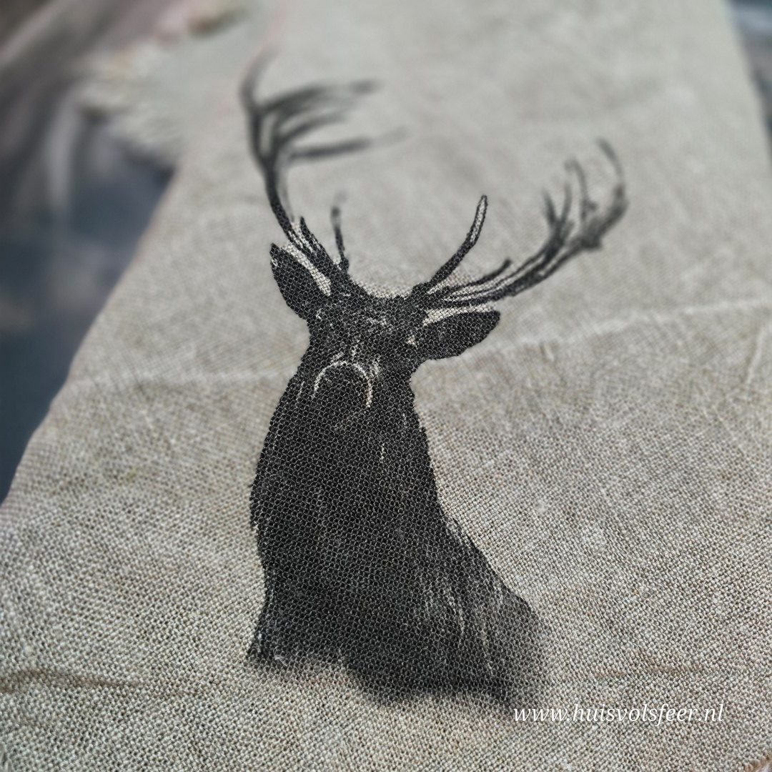 Linnen Shabby Doek- Huisvolsfeer Hert || Eigen Label - Afbeelding 4