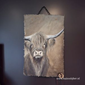 Handgeschilderd wanddoek- Hooglander.
