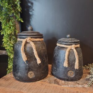 Pot and Top with Rope Basalt- H30 cm || Brynxz.