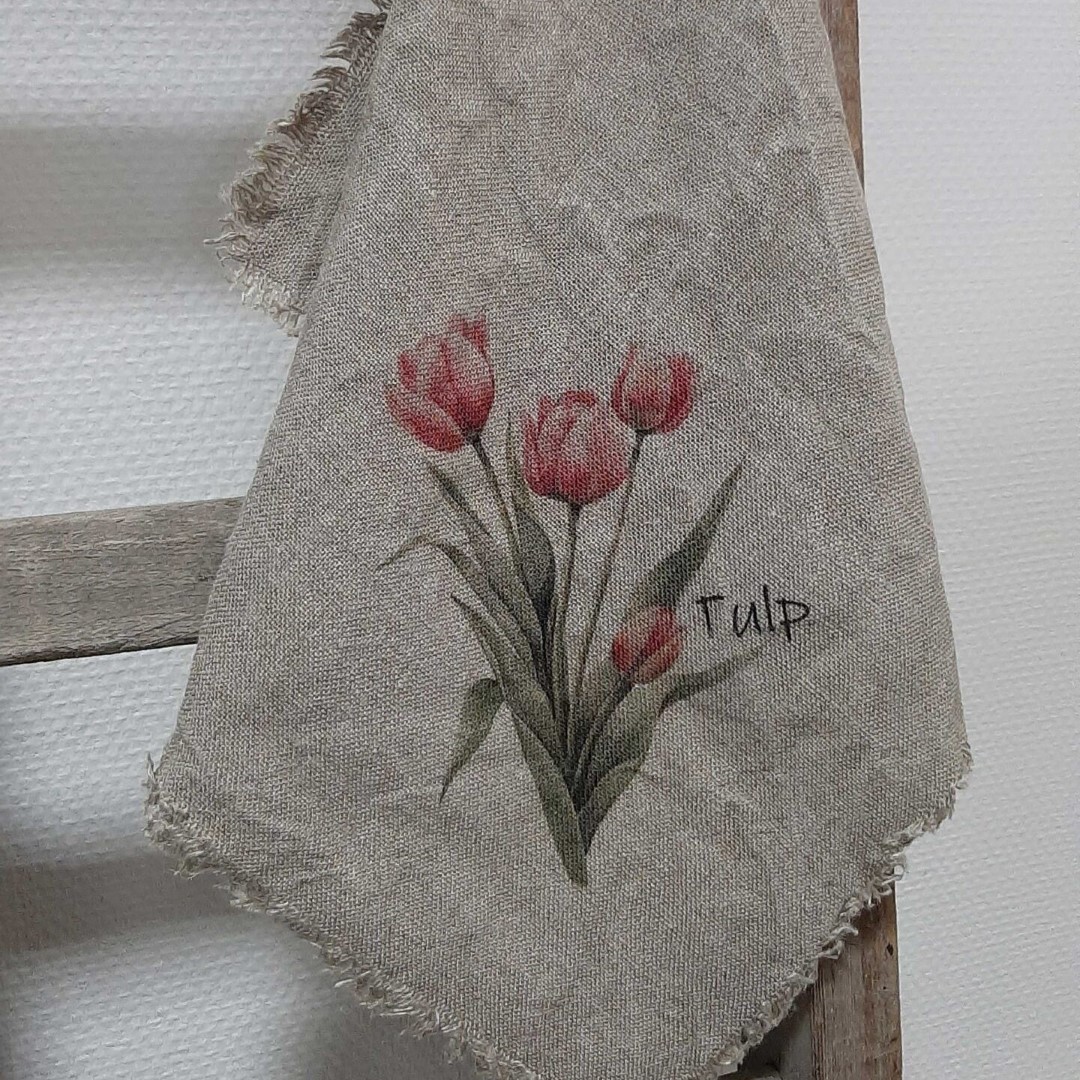 Linnen Shabby Doek New || Roze Tulpen - Afbeelding 6