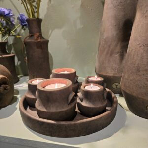 Amazing Set of 5 Tealightcups on Plate- Majestic Brown || Brynxz