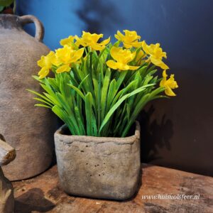 Stenen pot vierkant- Grijs/bruin || 13 x H10,5 cm