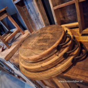 Robuuste Houten Plank met Metalen Handvatten || 35 cm