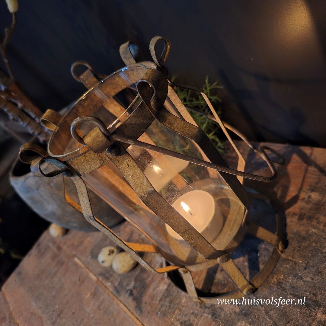 Windlicht Metaal- Roest || Medium - Afbeelding 3