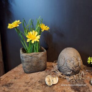 Stenen pot vierkant- Grijs/bruin || 10 x H10 cm