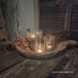 Oude, doorleefde houten Chapati schaal uit India