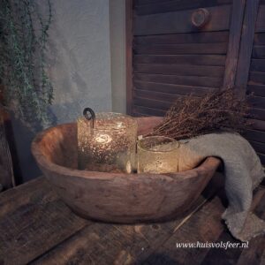 Oude houten schaal uit India || Ovaal