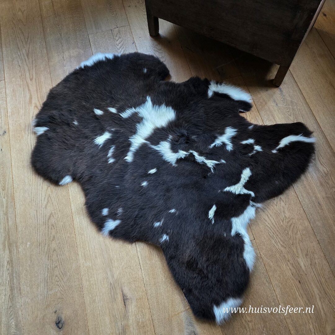 Schapenvacht – Natural Mix || Donkerbruin met Witte Accenten