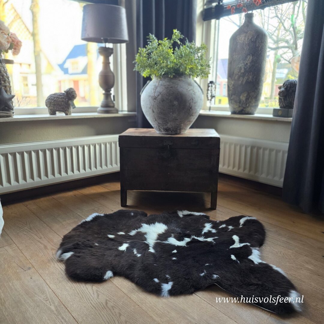 Schapenvacht – Natural Mix || Donkerbruin met Witte Accenten - Afbeelding 2