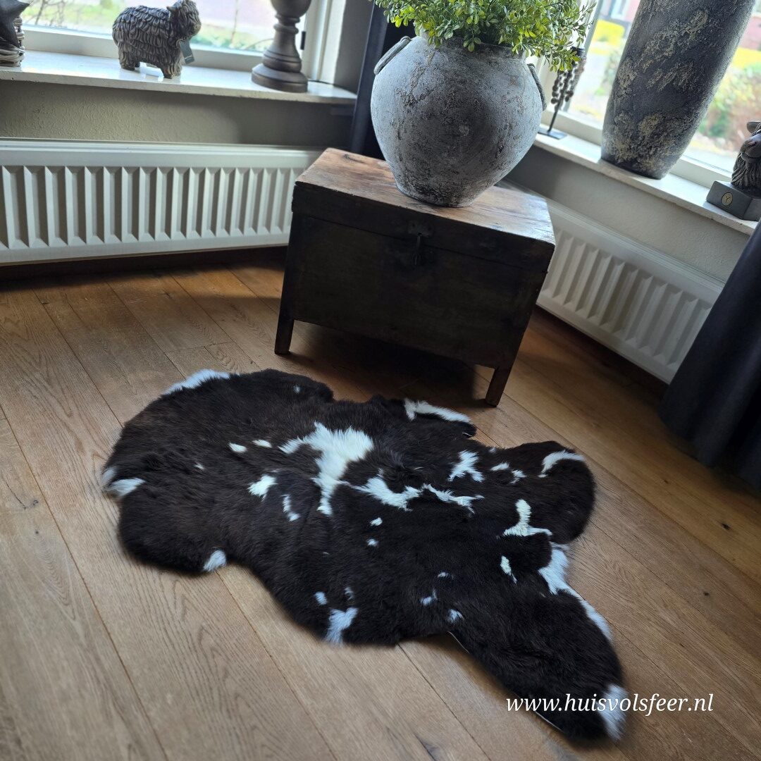 Schapenvacht – Natural Mix || Donkerbruin met Witte Accenten - Afbeelding 3