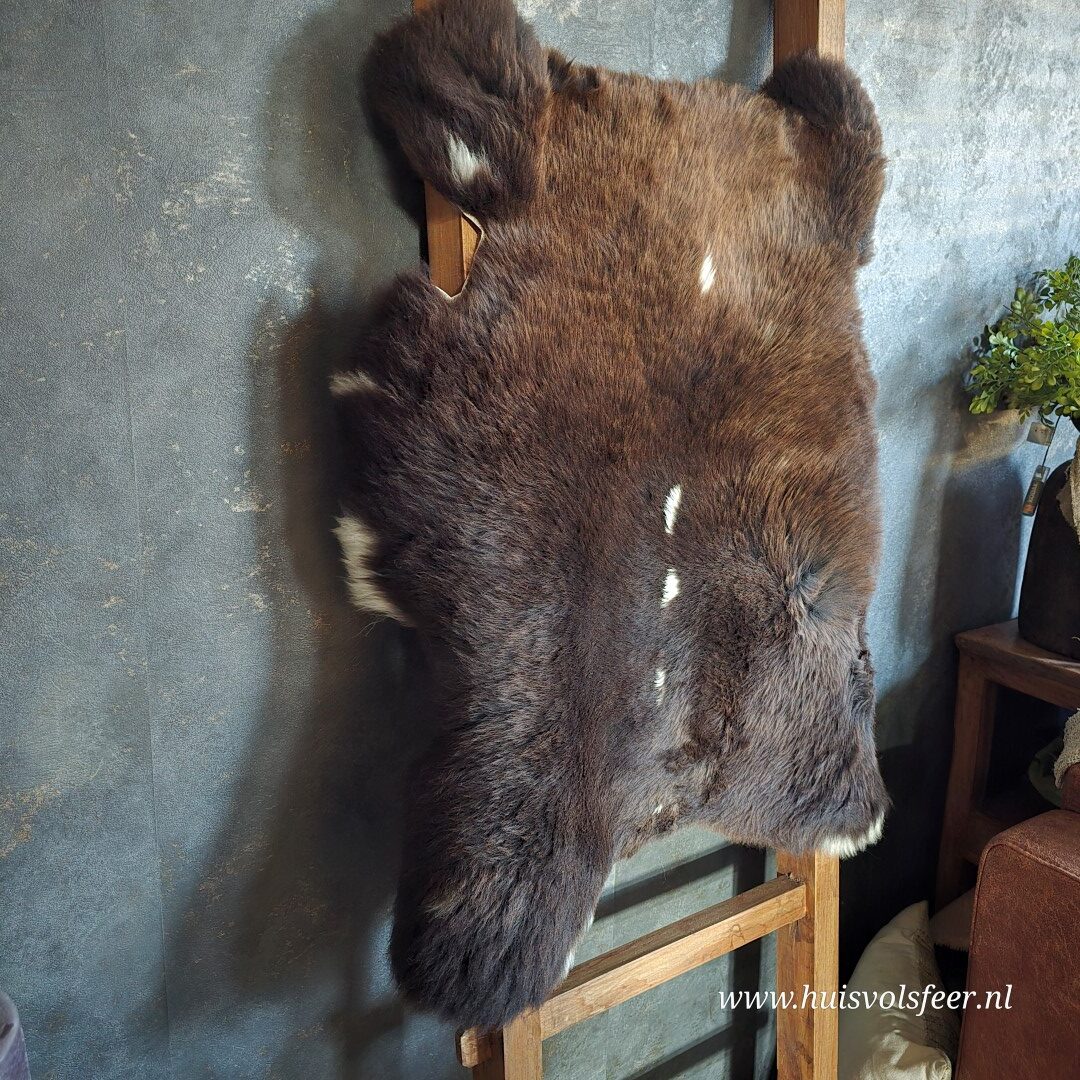 Schapenvacht – Natural Mix || Donkerbruin met Witte Details - Afbeelding 6