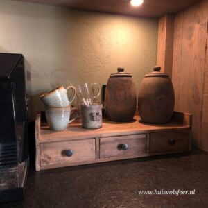 Koffie Plateau met 3 lades || Teak