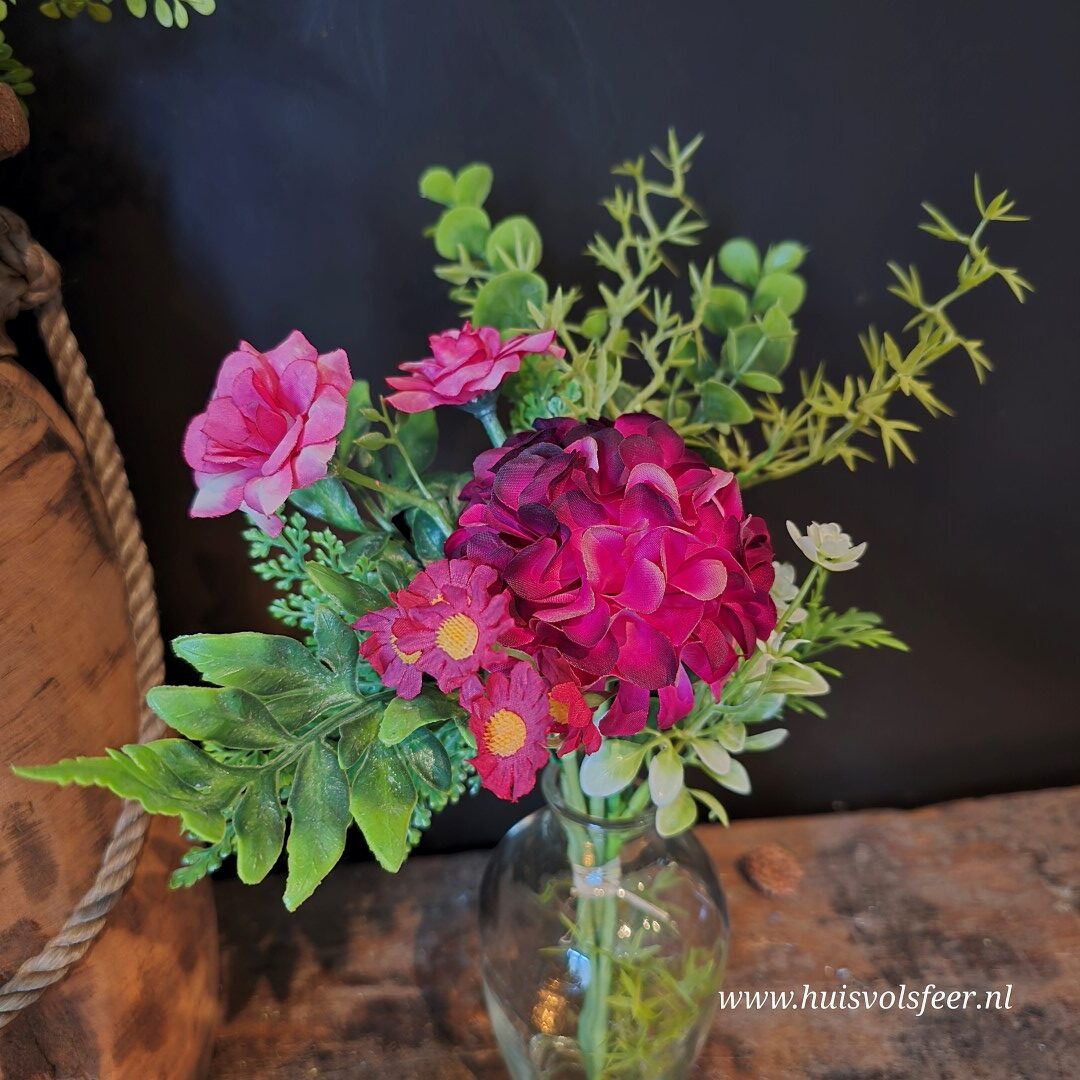 Boeketje Scabiosa in Vaas- Bordeaux || Kunst - Afbeelding 3