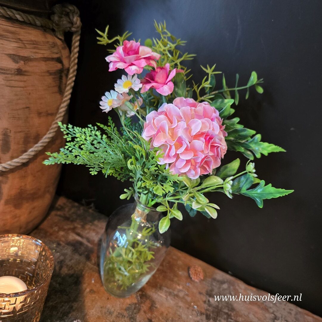 Boeketje Scabiosa in Vaas- Roze || Kunst - Afbeelding 2