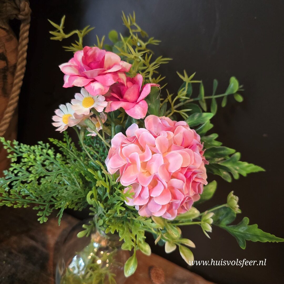 Boeketje Scabiosa in Vaas- Roze || Kunst - Afbeelding 4