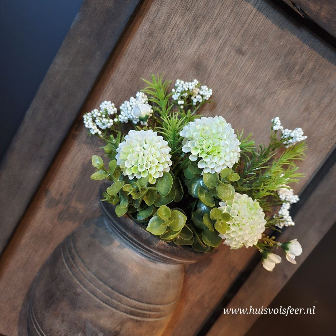 Houten Lijst met Kruik- Dahlia Pompom || Wit - Afbeelding 3