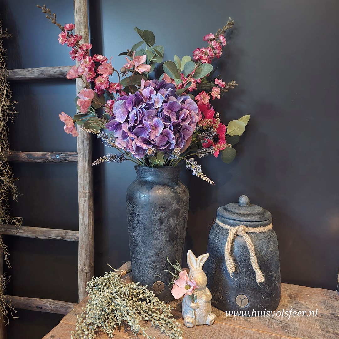 Zijdebloemen Boeket met Vaas || Brynxz/ Sylxz