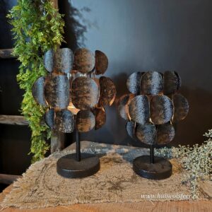 Windlicht op Voet Melina- L || Zwart met Roestlook