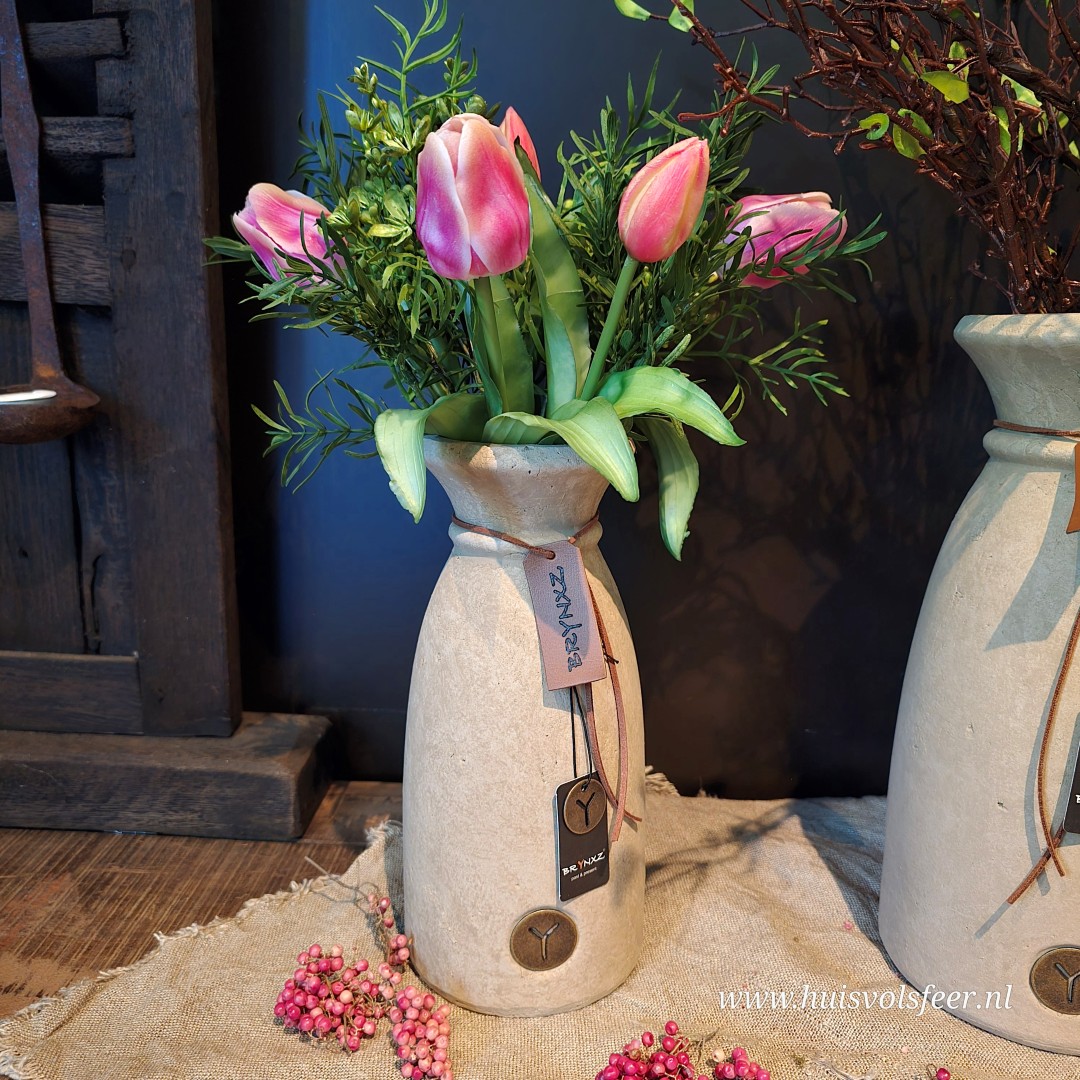 Vase Luxury Leather Rope 26 cm- Majestic Taupe || Brynxz - Afbeelding 4
