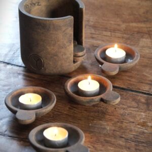 Set of 6 Cups in Holder- Majestic Brown || Brynxz